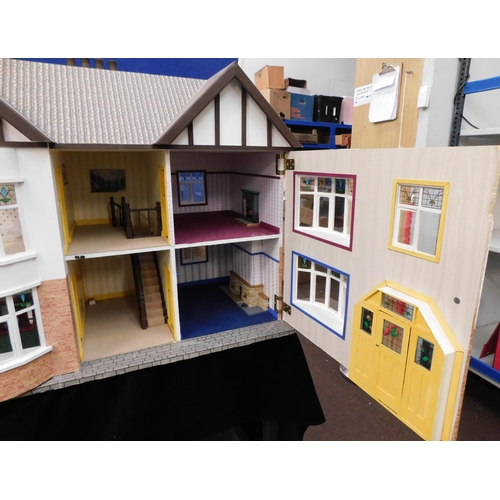 24 - Large dolls emporium - traditional style dolls house approx. 32L x 28H x 28D...