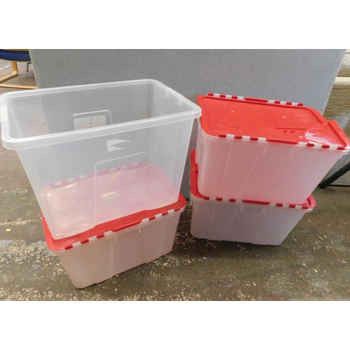 796 - Four plastic storage boxes