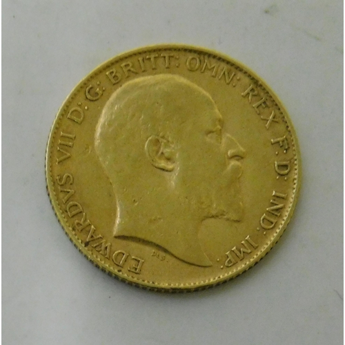 100 - Antique 1905 dated - Edward VII 22ct gold Half Sovereign coin