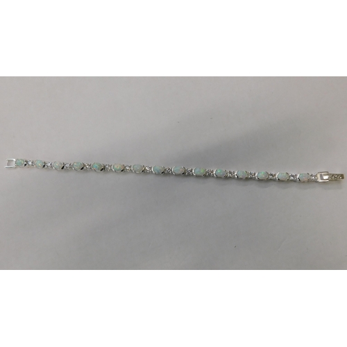 119 - Silver - opal set bracelet