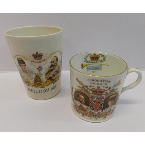 139 - 1902 Baildon Coronation mug by Fattorini - & 1911 Shelley tankard