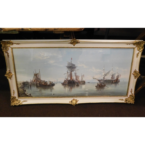 165 - Framed painting - Victorian Hull Estuary/approx. 26