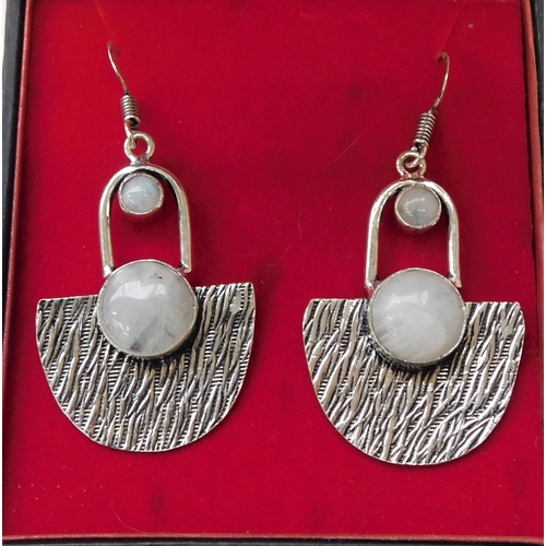 245 - Silver - moonstone earrings