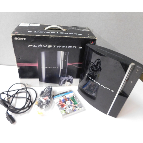 522 - PlayStation 3 in box and game W/O