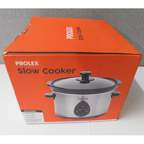 534 - Boxed Prolex Slow Cooker - 2.54 Capacity 3 heat settings