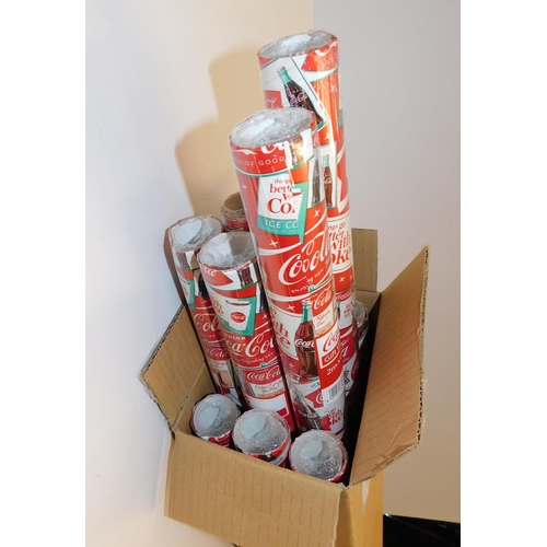 587 - 12x New and sealed Coco Cola gift wrap paper - 2m x 69cm
