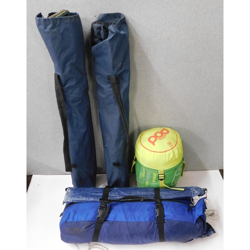 593 - Assorted camping equipment incl. chairs, sleeping bag etc.