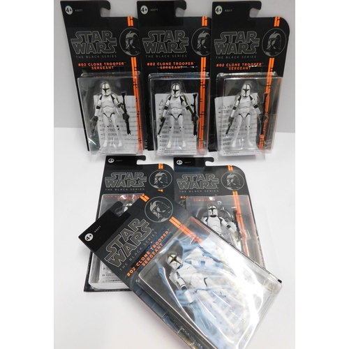 609 - Box of six new and carded Star Wars The Black series no.02 Clone Trooper Sergeant