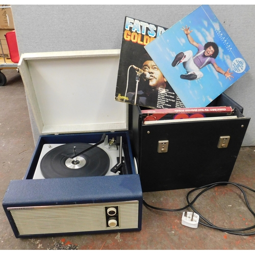 627 - Fidelity solid state vintage record player and selection of LPs