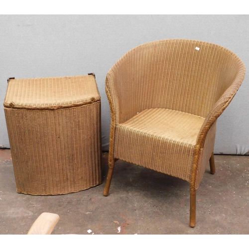 639 - Lloyd Loom lusty chair and laundry basket