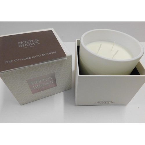 759 - New and boxed three wick Molton Brown candle - Coco and Sandlewood