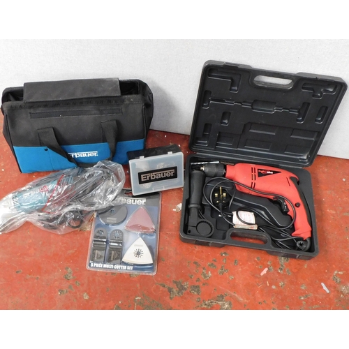 816 - Power Devil Drill in working order with Erbauer tool bag & tools