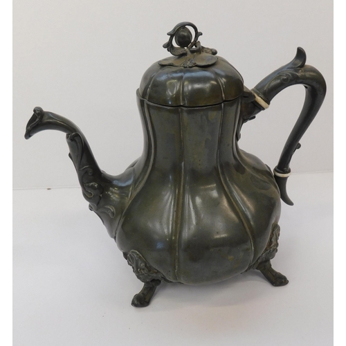 92 - Antique - pewter teapot