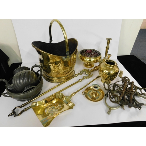 94 - Mixed items including - brass & pewter