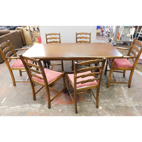 528 - Rectangular oak dining table and 6 chairs