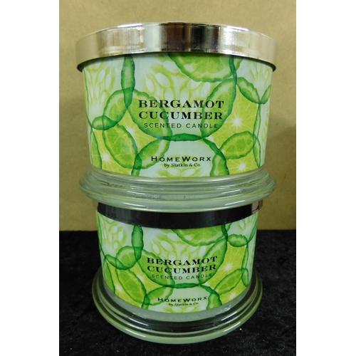 244 - Two/Bergamot & Cucumber scented candles - as new - 5 wick