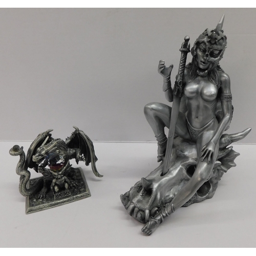 354 - Two/Fantasy Art Figures - GREEN SALE - SPEND £1 - AVOID THE GROUND - no commission to pay