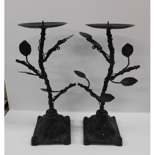 37 - Naturalistic - metal candle sticks - approx. 11