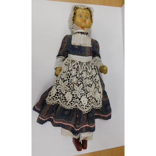 40A - Antique - wooden/articulated doll approx. 28