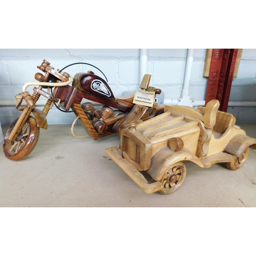 44 - Wooden - hand carved vehicles