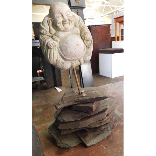 509A - Standing stone buddha garden ornament