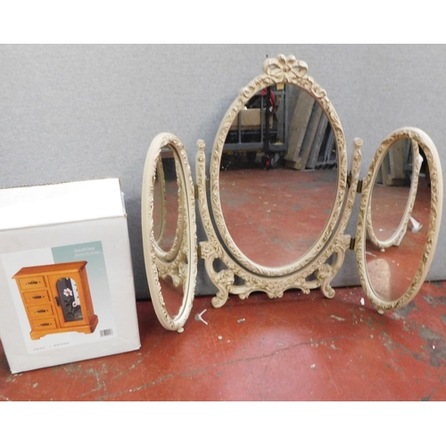 553 - Dressing mirror and jewellery case