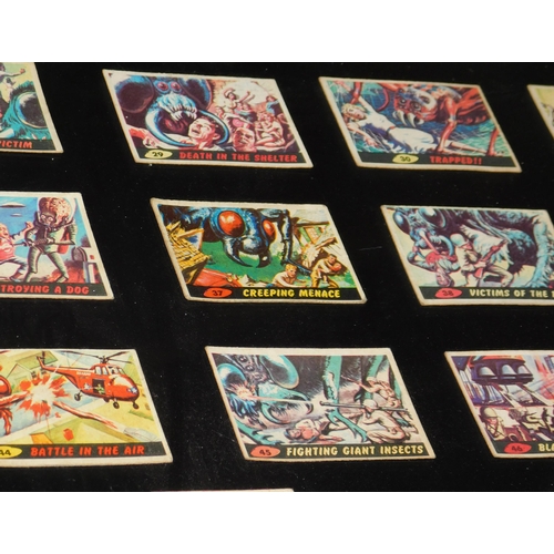 632 - Framed vintage 'Mars Attacks' bubble-gum card set approx. 38