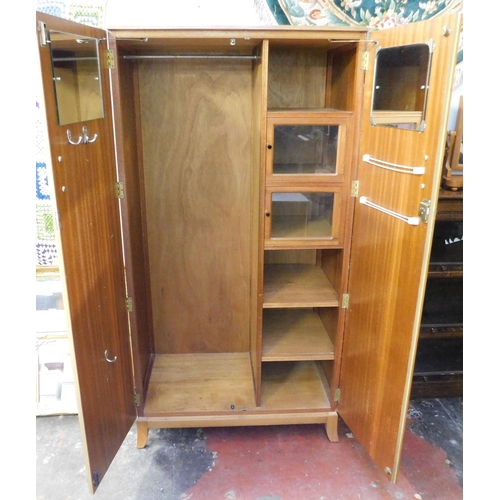 636 - Mid-century teak coloured gentlemen's wardrobe