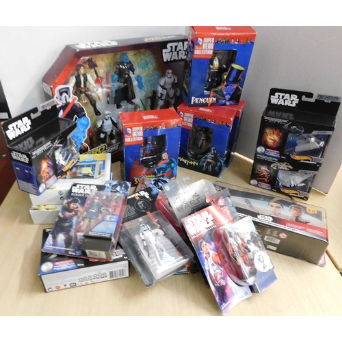 688 - Box of mixed toys incl. Star Wars, Super Hero and Hero Mashers