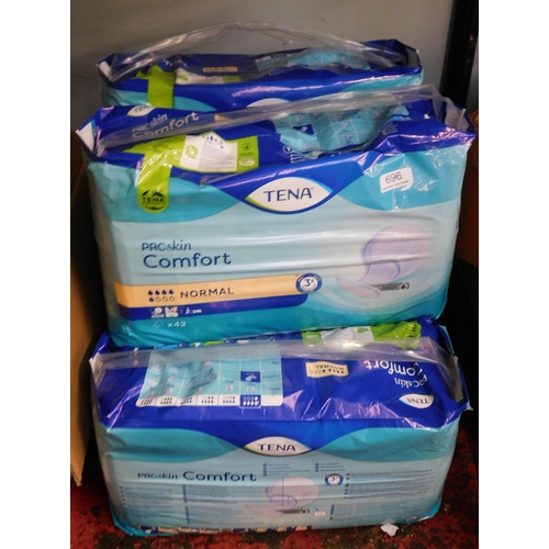 696 - Six new/sealed packs of Tena pads 'normal'