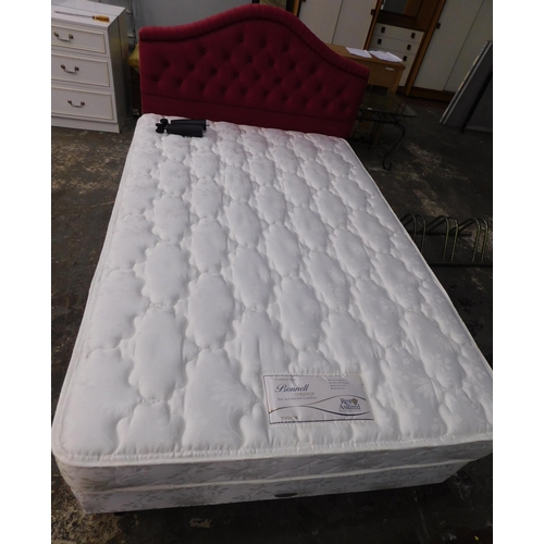 706 - 3/4 Double bed, mattress (marked) and headboard