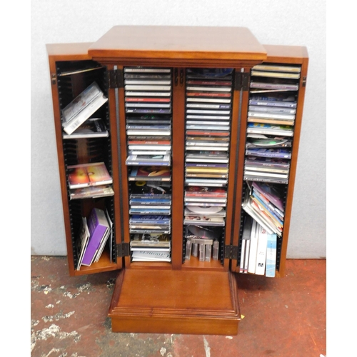 716 - Wooden CD storage cabinet and contents