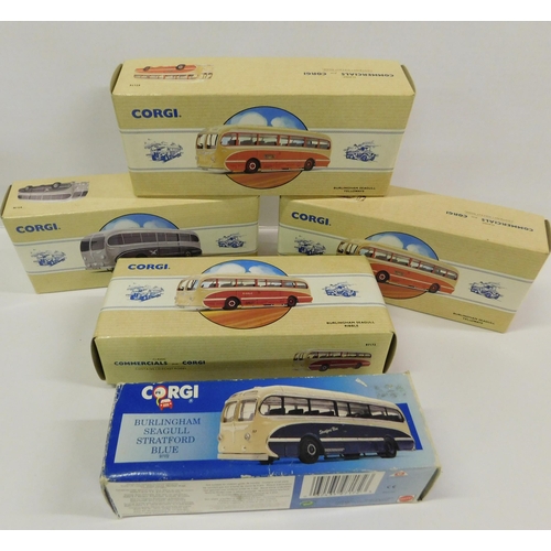 169 - Five - Corgi die cast/model buses - boxed