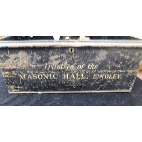 25 - Tin chest & masonic related items - Huddersfield related