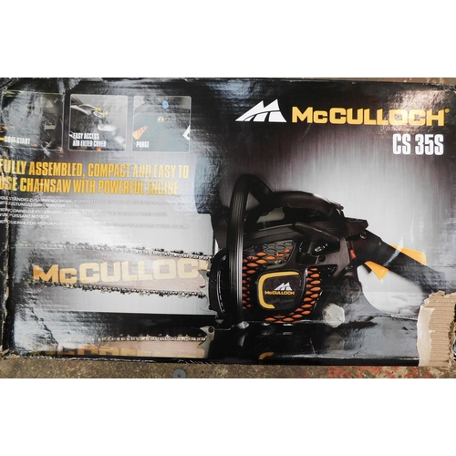 530 - New/unused McCulloch petrol chainsaw C5355 in box - (box is water damaged)