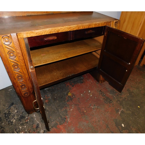 613 - Vintage oak two door sideboard