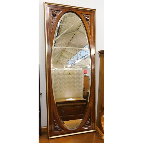 614 - Large Mahogany framed bevel edged mirror (app 55