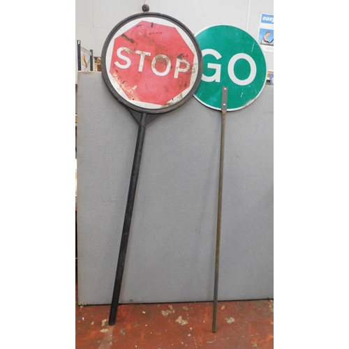 785 - Large double sided STOP and GO signs