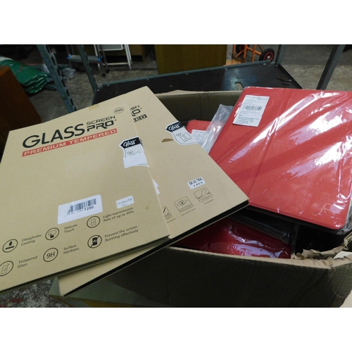 808 - Box of new glass screen protectors and tablet covers etc.