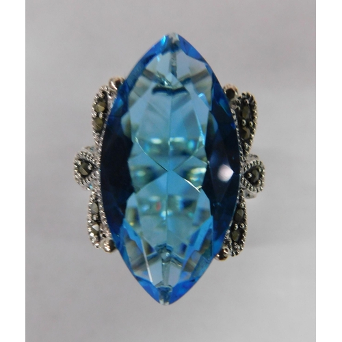 106 - Silver - blue topaz ring