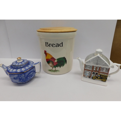 182 - Ringtons tea pots & bread bin