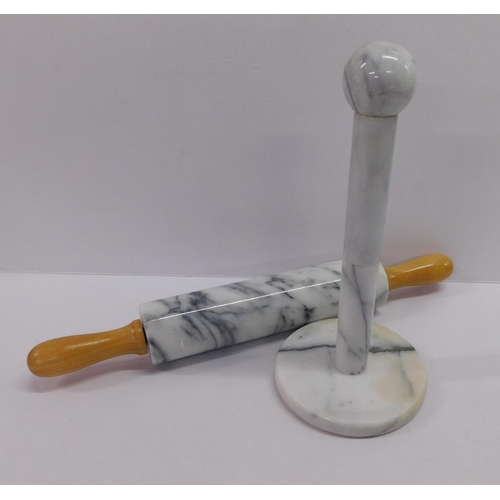 182A - Marble rolling pin & kitchen roll holder