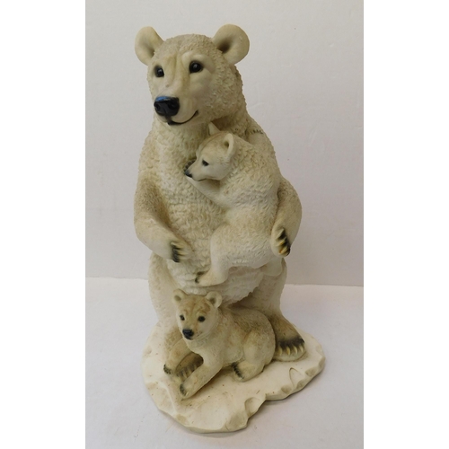 264 - Ceramic - polar bear & cubs - approx. 14