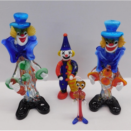 265 - Murano glass clowns - one chipped...