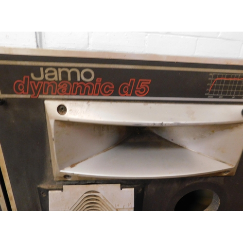 554 - Pair of Jamo Dynamic d5 speakers on wheels (unchecked)