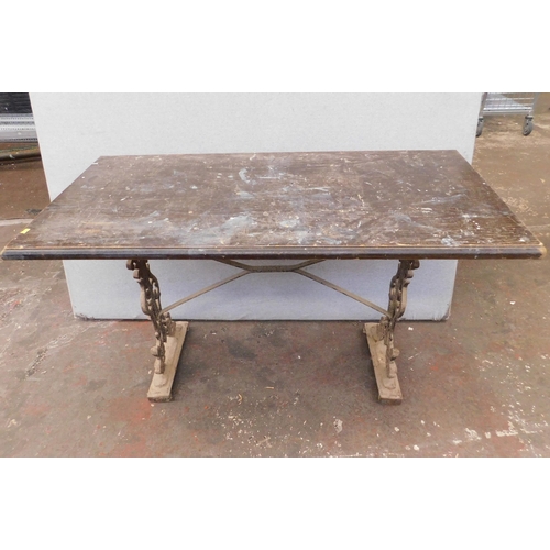 748 - Rectangle pub table approx. 4'L x 24