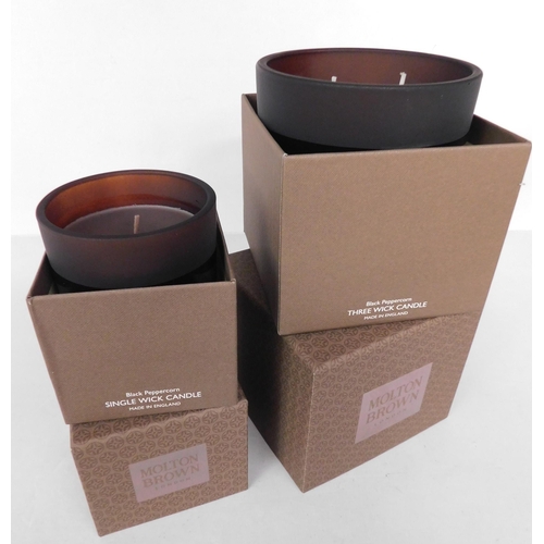 756 - New and boxed Molton Brown three wick and one wick candles - Black Peppercorn