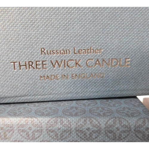 763 - New and boxed Molton Brown three wick and one wick candles - Russian Leather