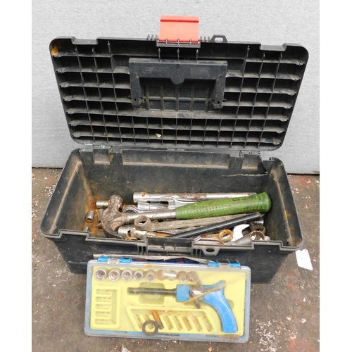 811 - Tool box with tools, sockets, spanners, screwdrivers etc.