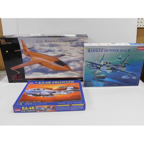 84 - Three - jet fighter model kits - including Kitech/Academy & Pegasus hobbies - boxed